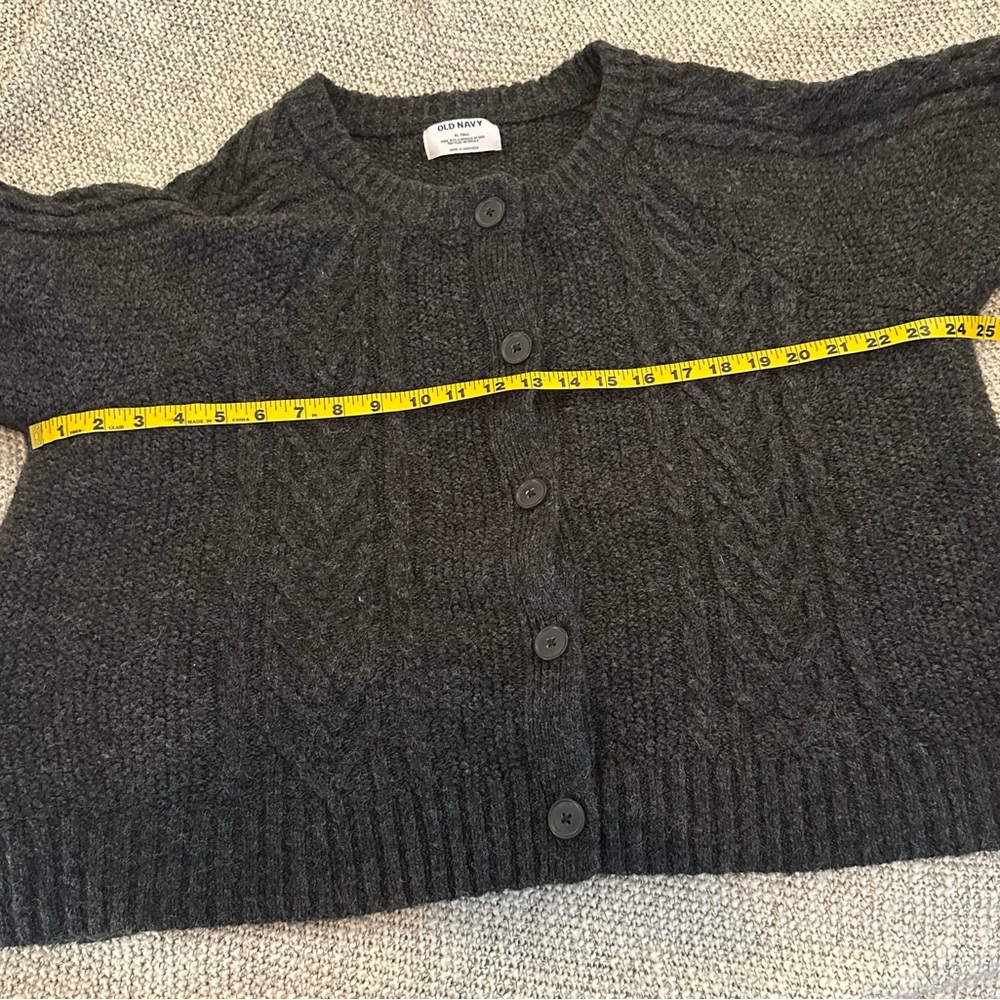 SOLD: Old Navy XL Tall Charcoal Cable Knit Cardigan Cozy Chunky Button Sweater